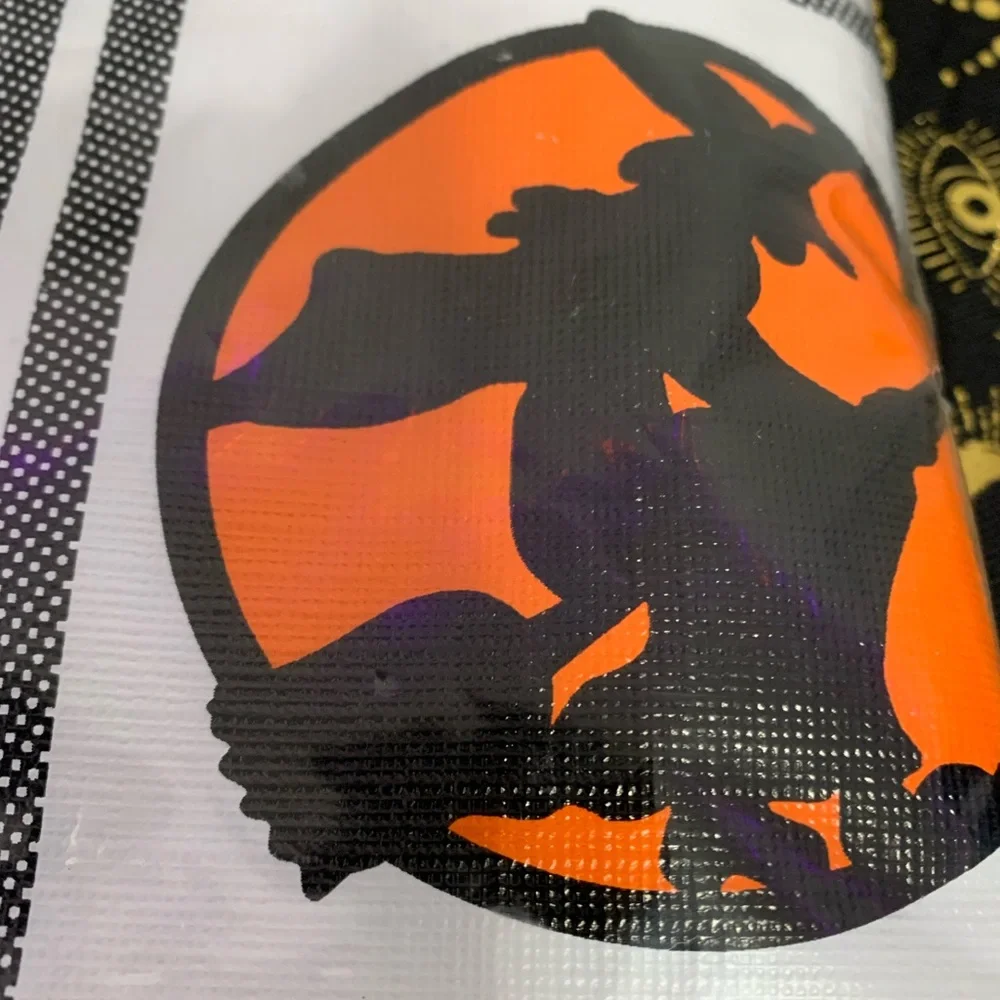 Vintage Halloween Witch Kitty Cat Pumpkin Bat Tablecloth - Oblong - 52”x70” -NEW